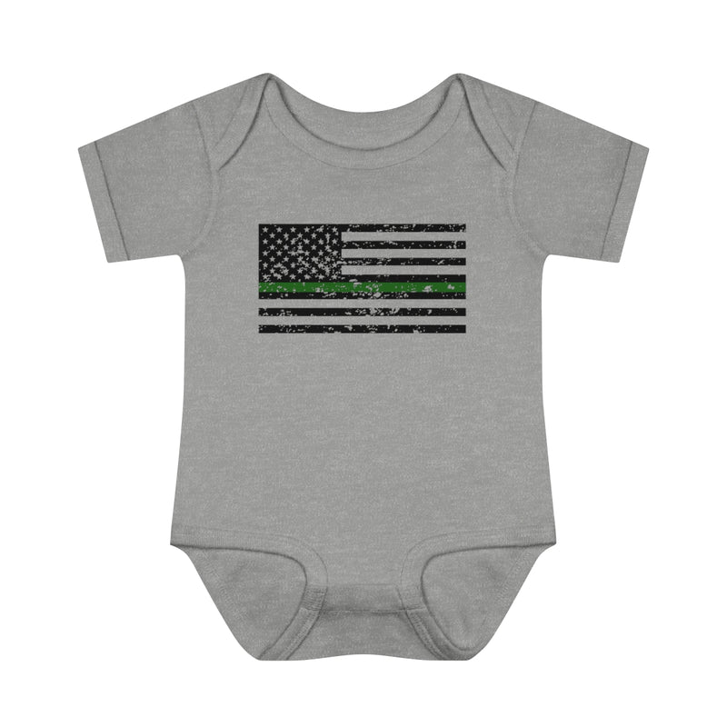 Standard Distressed Flag © Infant Bodysuit (Thin Green Line)
