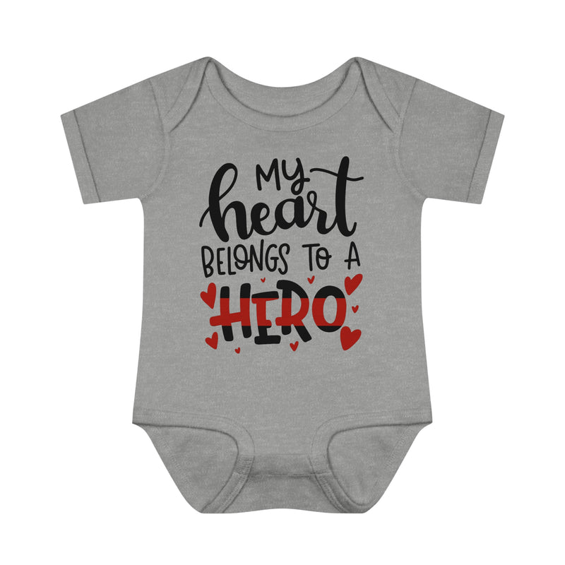 My Heart Belongs To A Hero © Infant Bodysuit (Thin Red Line)