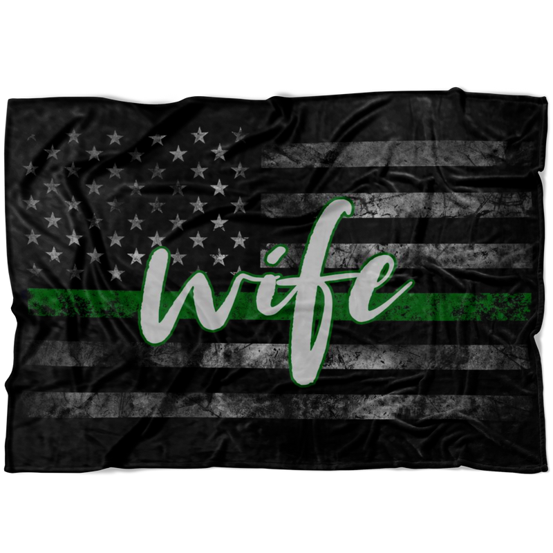 Thin Green Line WIFE Flag Fleece Blanket