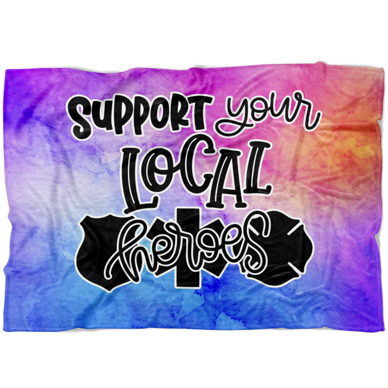 Support Your Local Heroes © Watercolor Fleece Blanket