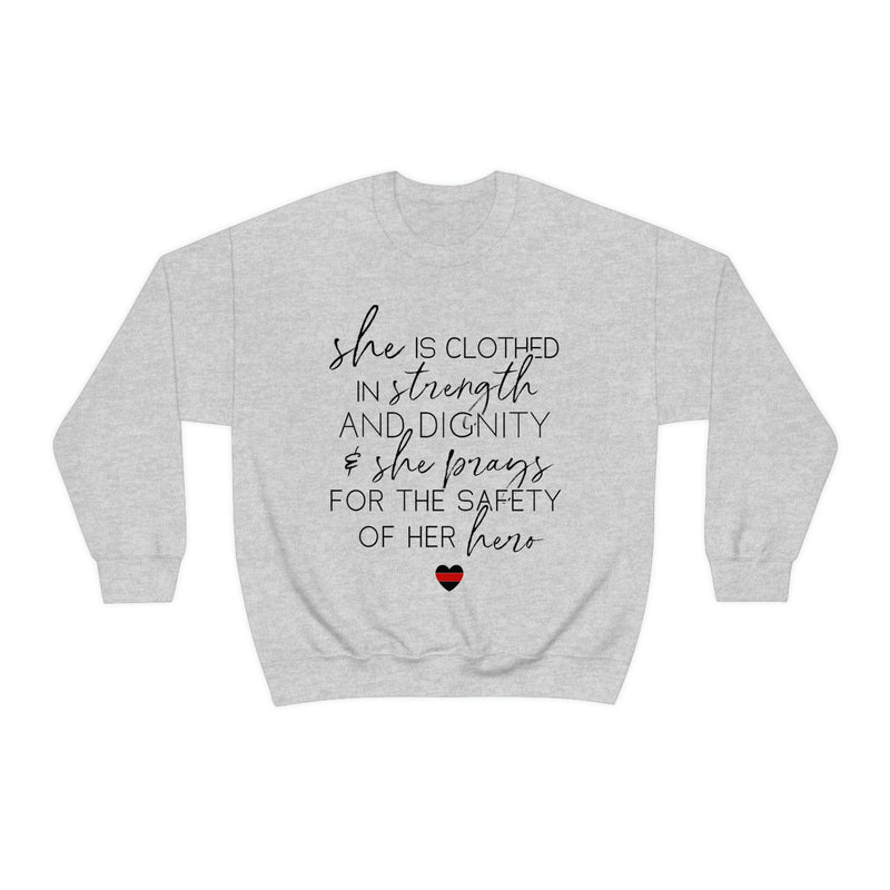 She Prays For The Safety Of Her Hero © Unisex Crewneck Sweatshirt (Thin Red Line)