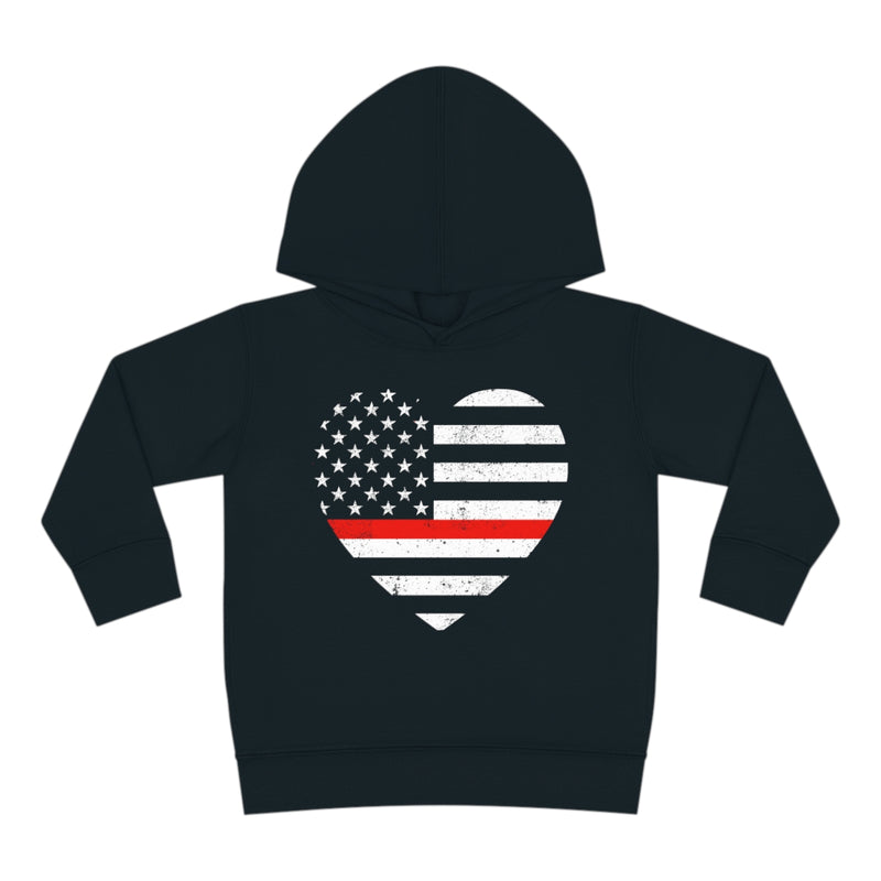 Grunge Heart Flag © Toddler Pullover Fleece Hoodie (Thin Red Line)