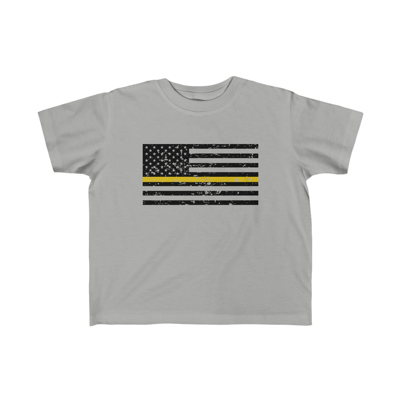 Standard Distressed Flag © Toddler Tee (Thin Gold Line)