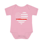 Grunge Heart Flag © Infant Bodysuit (Thin Red Line)