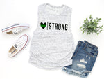 Heart Strong© (Thin Green Line) Ladies Flowy Muscle Tank