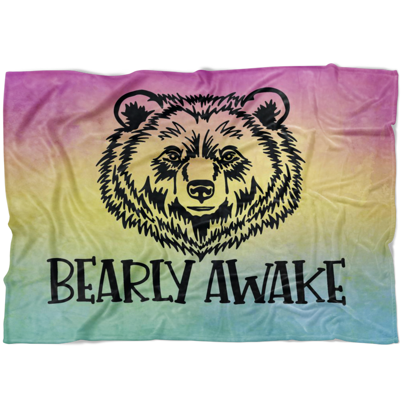 Bearly Awake Watercolor Fleece Blanket