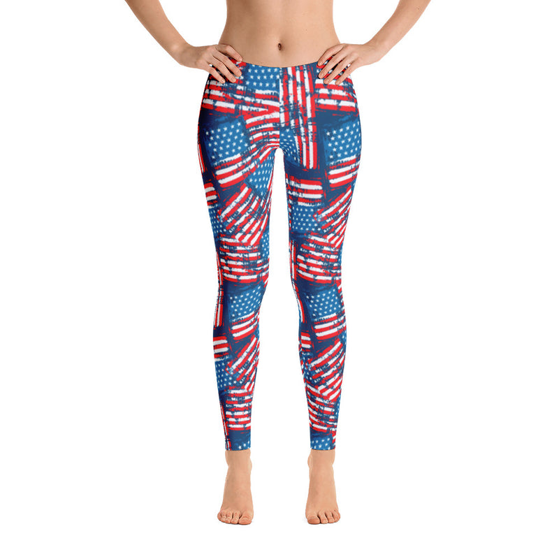 Americana Stars and Stripes Adult Printed Leggings