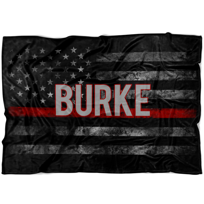 CUSTOM NAME Thin Red Line Flag Fleece Blanket Emory Lane