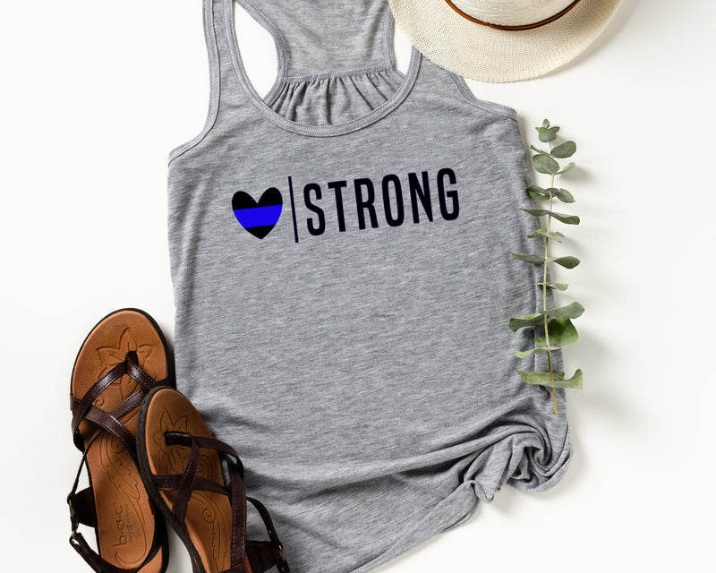 Heart Strong © (Thin Blue Line) Flowy Racerback Top