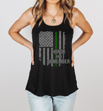Honor and Remember © Flowy Racerback Tank (Thin Green Line)