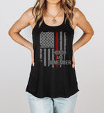 Honor and Remember © Flowy Racerback Tank (Thin Red Line)