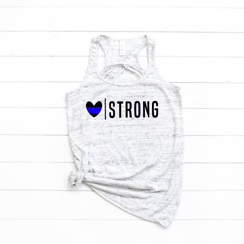 Heart Strong © (Thin Blue Line) Flowy Racerback Top