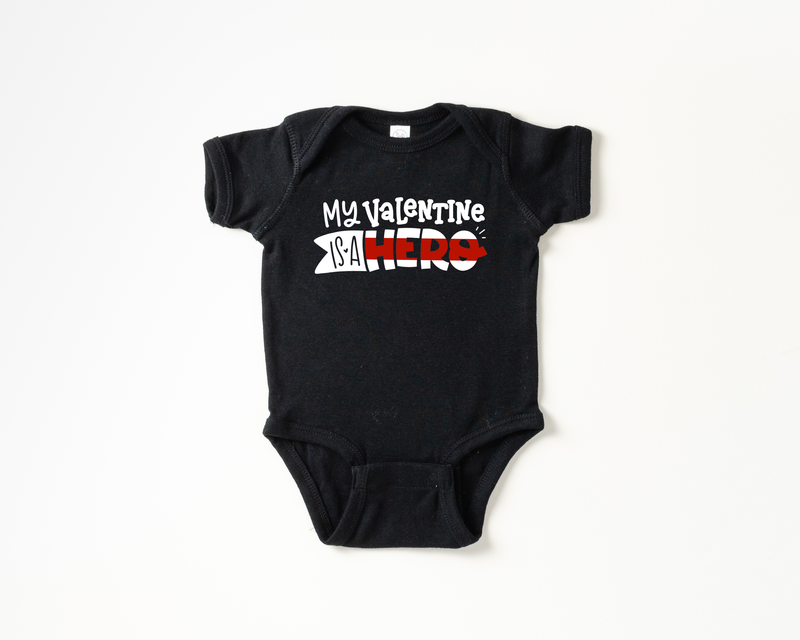 My Valentine Is A Hero © Infant Bodysuit (Thin Red Line)