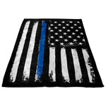 Distressed Thin Blue Line Stars and Stripes Fleece Blanket