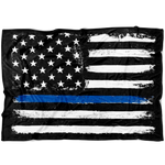 Distressed Thin Blue Line Stars and Stripes Fleece Blanket